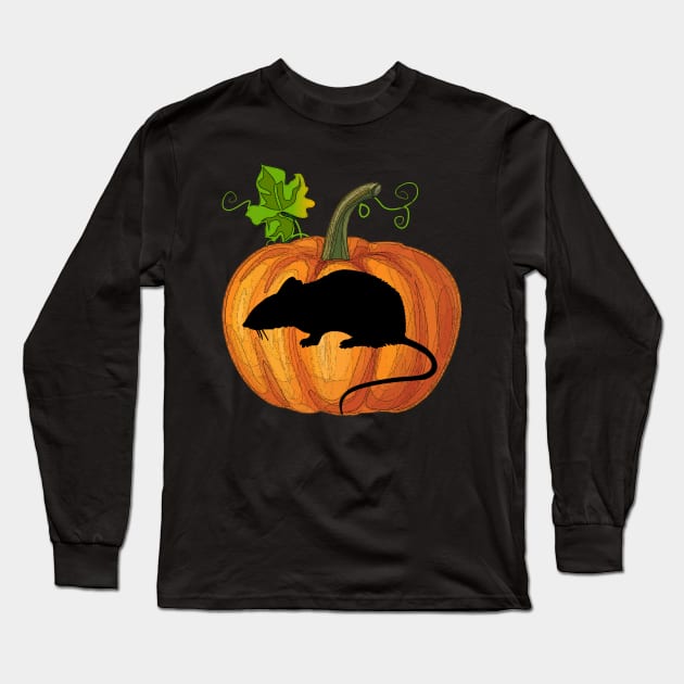 Mouse in pumpkin Long Sleeve T-Shirt by Flavie Kertzmann